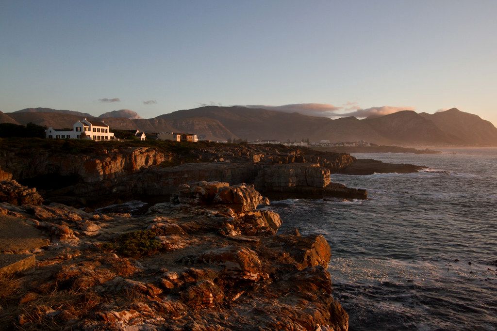 The Hermanus cliff path and Walker Bay at sunset